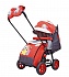 Санки-коляска Snow Galaxy City-1, дизайн - Мишка со звездой на красном, на больших колёсах Ева с сумкой и варежками   - миниатюра №2